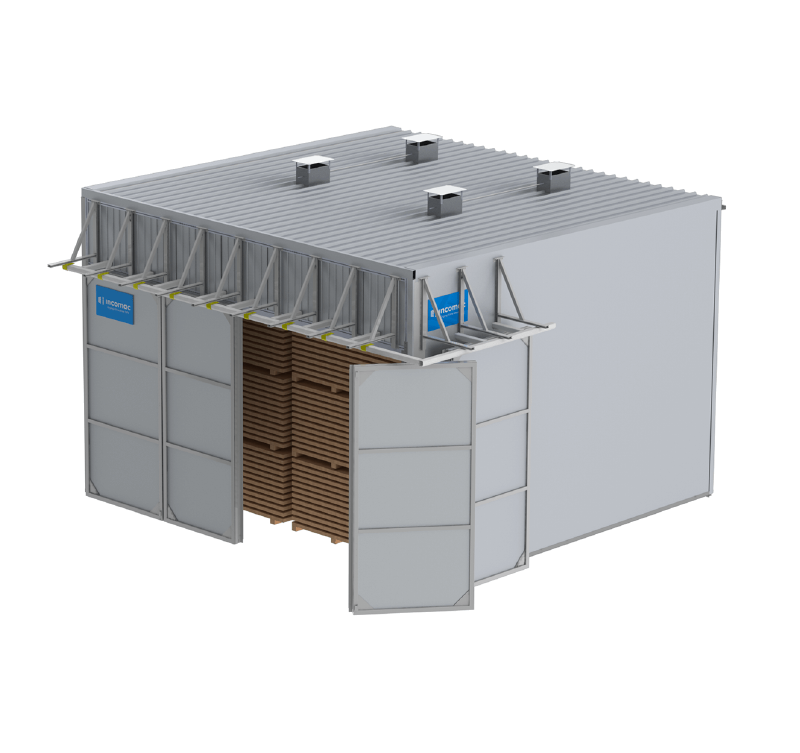 wood kiln with side sliding sectional door